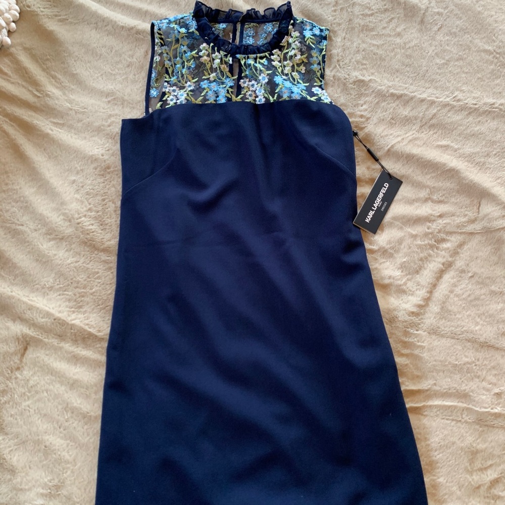 Karl Lagerfeld blue embroidered dress